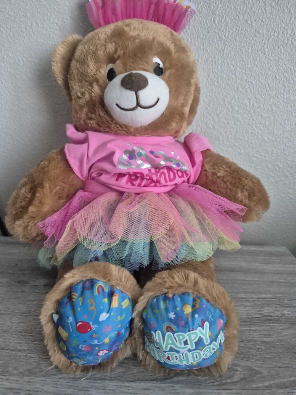 Plush Birthday Bear in Pink Tutu -